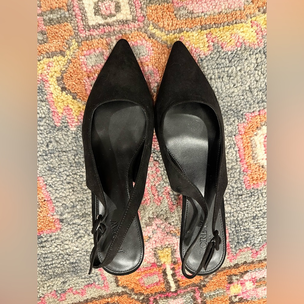 J Crew Black Slingback Kitten Heels - NEW - size 10 - Picture 6 of 7